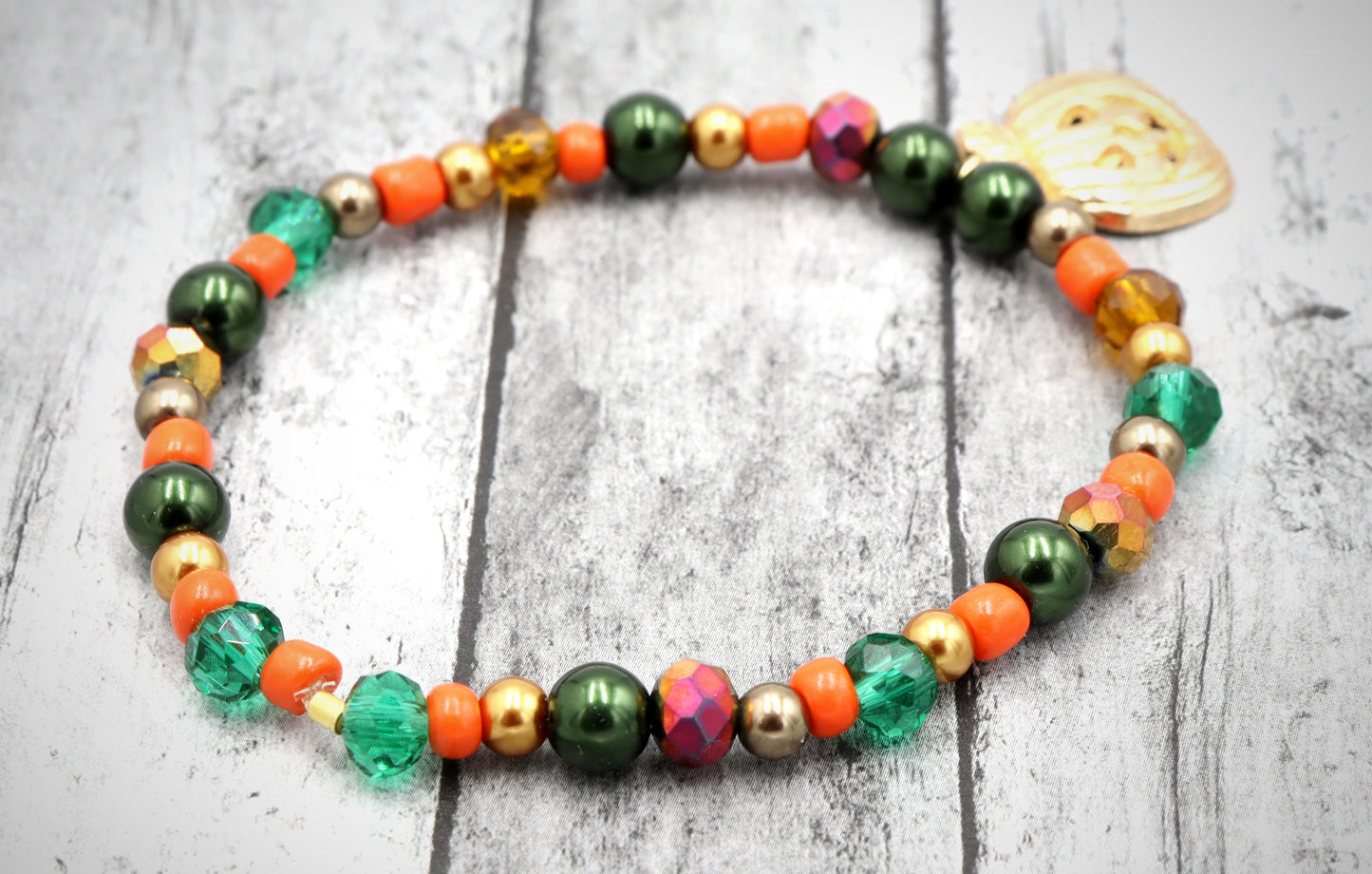 Crave Away the Night in The Pumpkin Patch Bracelet with Yellow Gold Pumpkin Charm by Monkey's Mojo