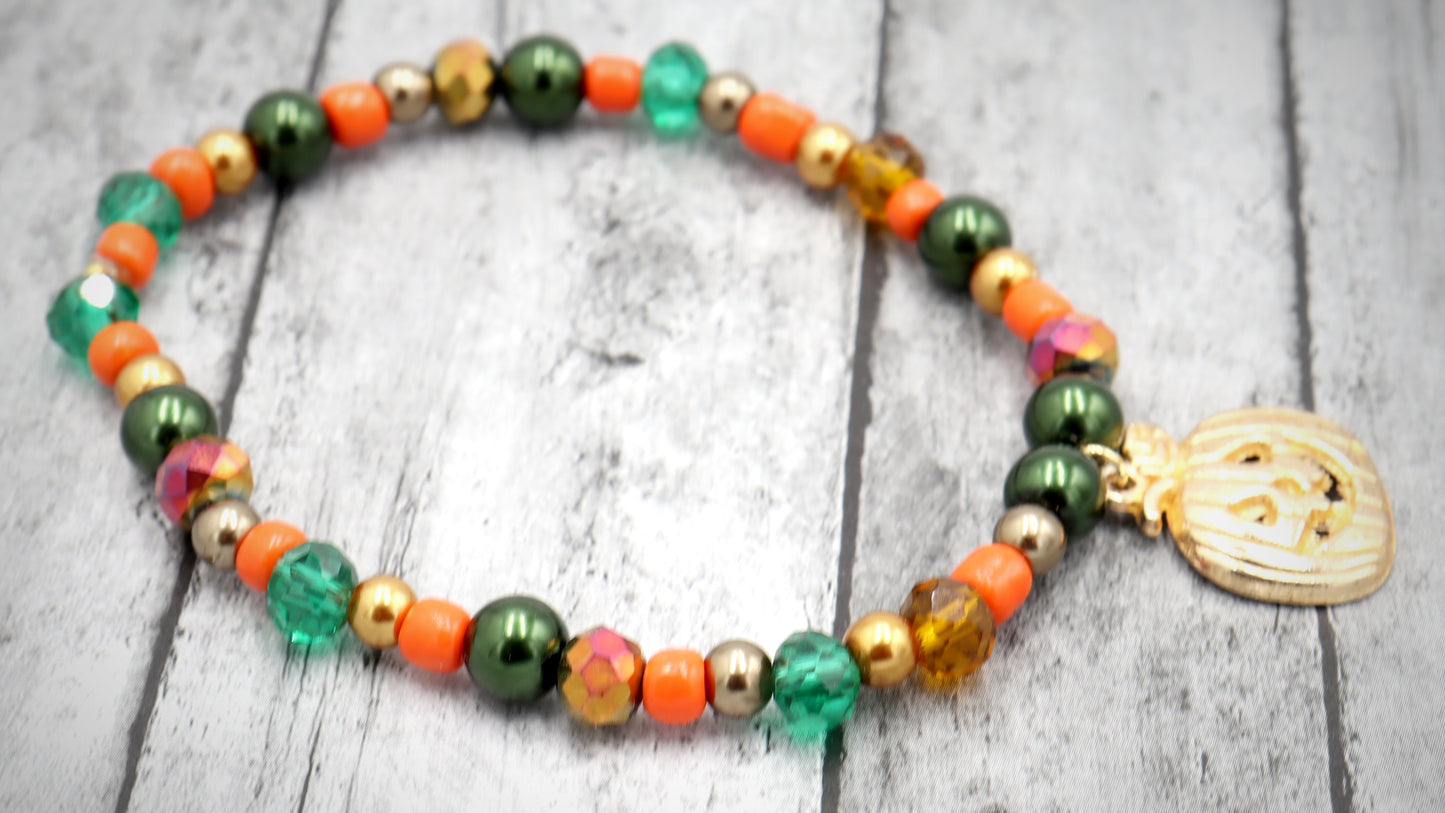 Crave Away the Night in The Pumpkin Patch Bracelet with Yellow Gold Pumpkin Charm by Monkey's Mojo