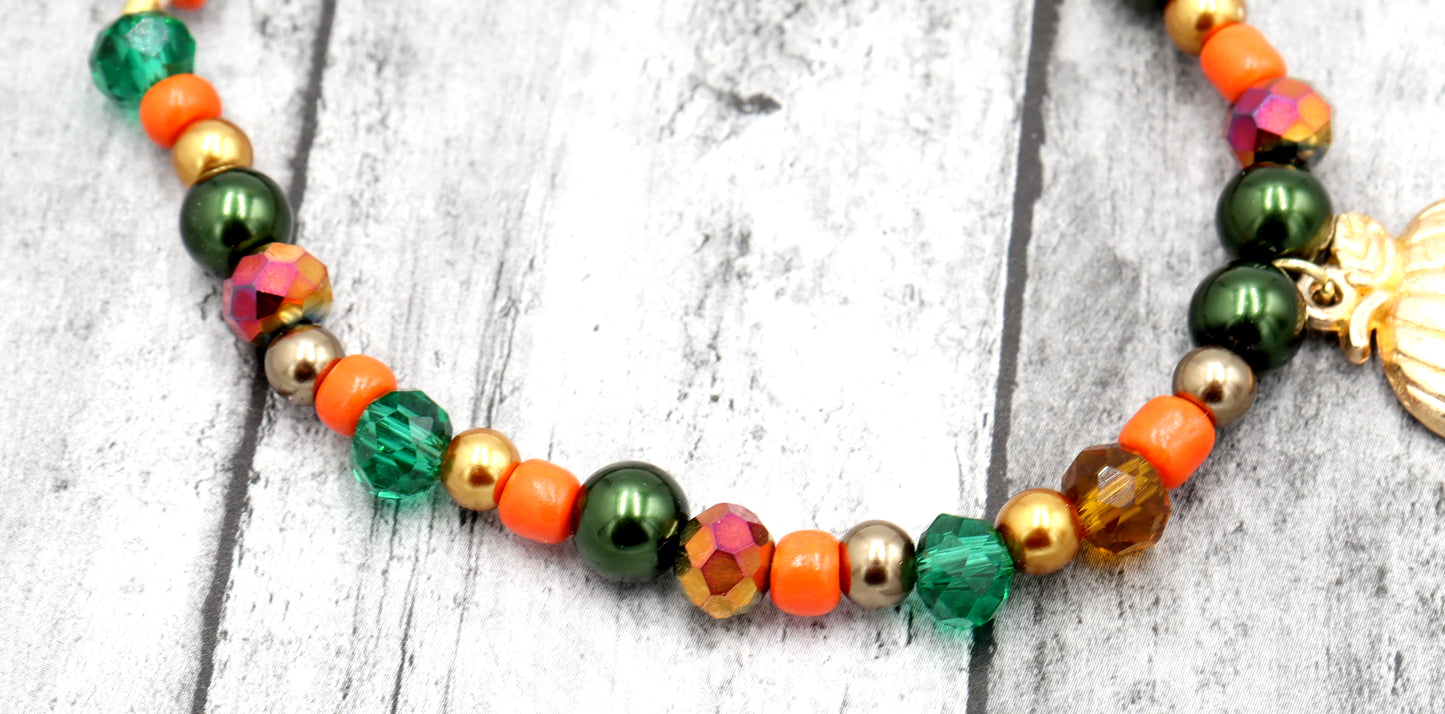 Crave Away the Night in The Pumpkin Patch Bracelet with Yellow Gold Pumpkin Charm by Monkey's Mojo