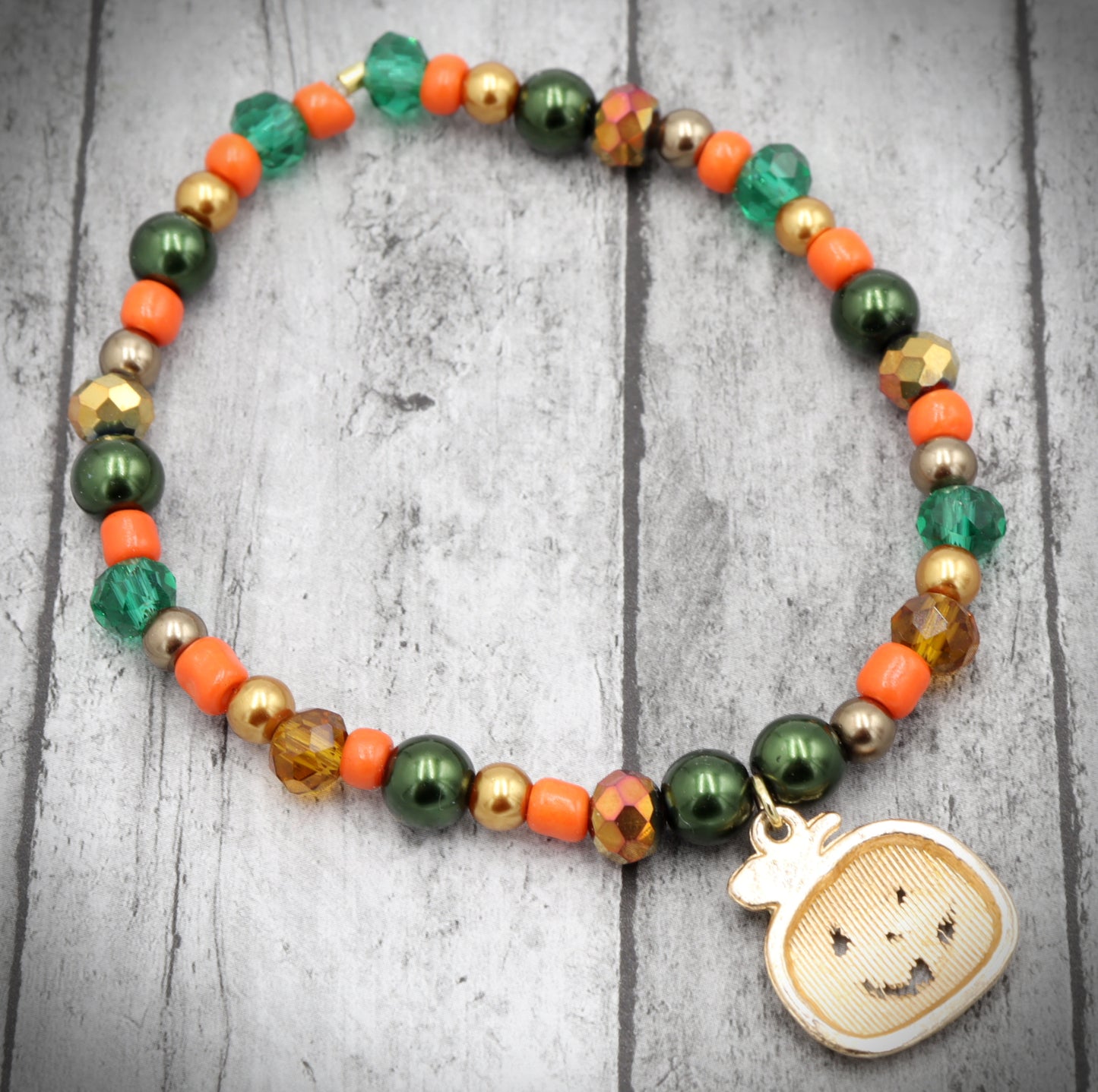 Crave Away the Night in The Pumpkin Patch Bracelet with Yellow Gold Pumpkin Charm by Monkey's Mojo