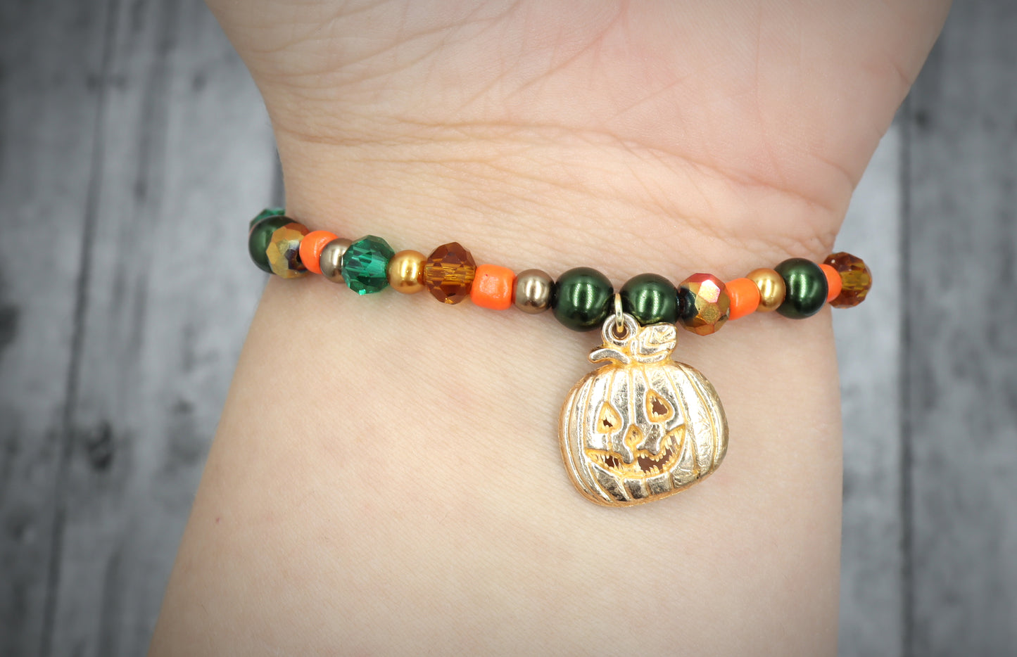 Crave Away the Night in The Pumpkin Patch Bracelet with Yellow Gold Pumpkin Charm by Monkey's Mojo