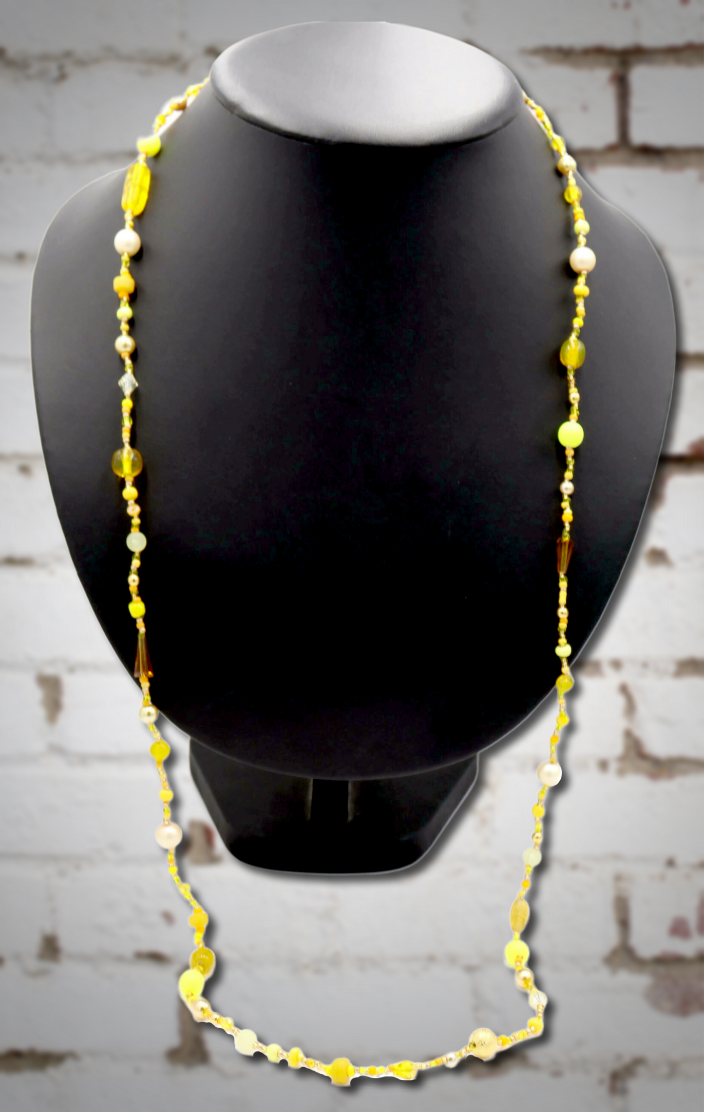 Call Me Mellow Yellow Long 36" Single Strand All Shades of Yellow Party Necklace by Monkey’s Mojo