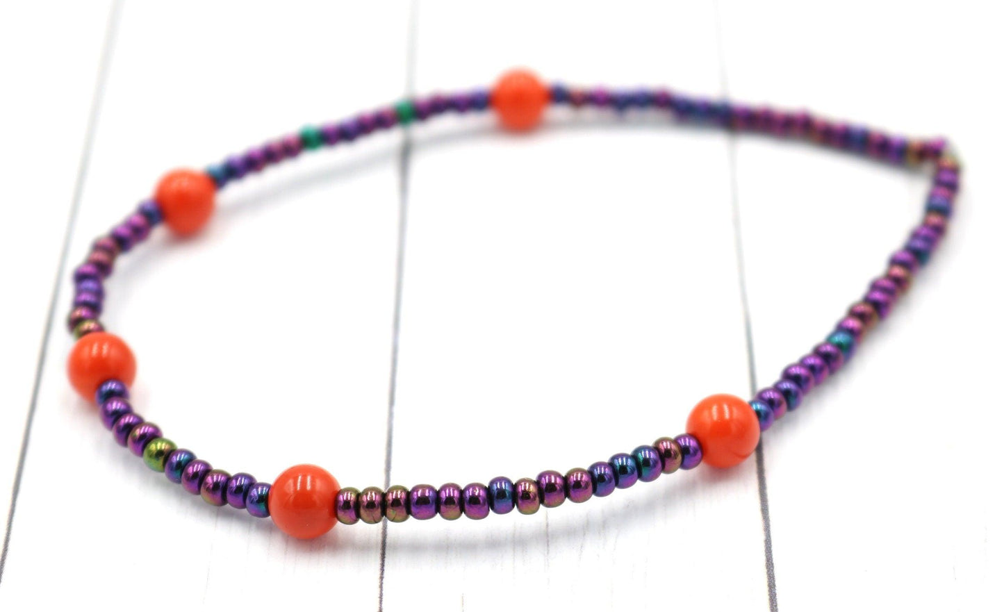 Halloween Seed Bead Bracelet Boho Bracelets Handmade Glass Beads Stretch Bracelet Pumpkin Poison Inspired Gift 2021 - Monkeysmojo
