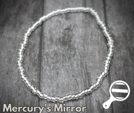 Mercury Is in Retrograde So Look Back with Mercury’s Mirror Silver 6mm Metallic Glass Seed Beads Stretch Bracelet - Monkeysmojo