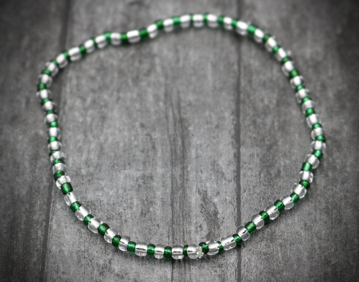 St. Paddy Saint Patrick's Silver and Irish I Was Irish Green 2022  Holiday Fun March Glass Bead Women's Stack Boho Bracelet - Free Shipping - Monkeysmojo