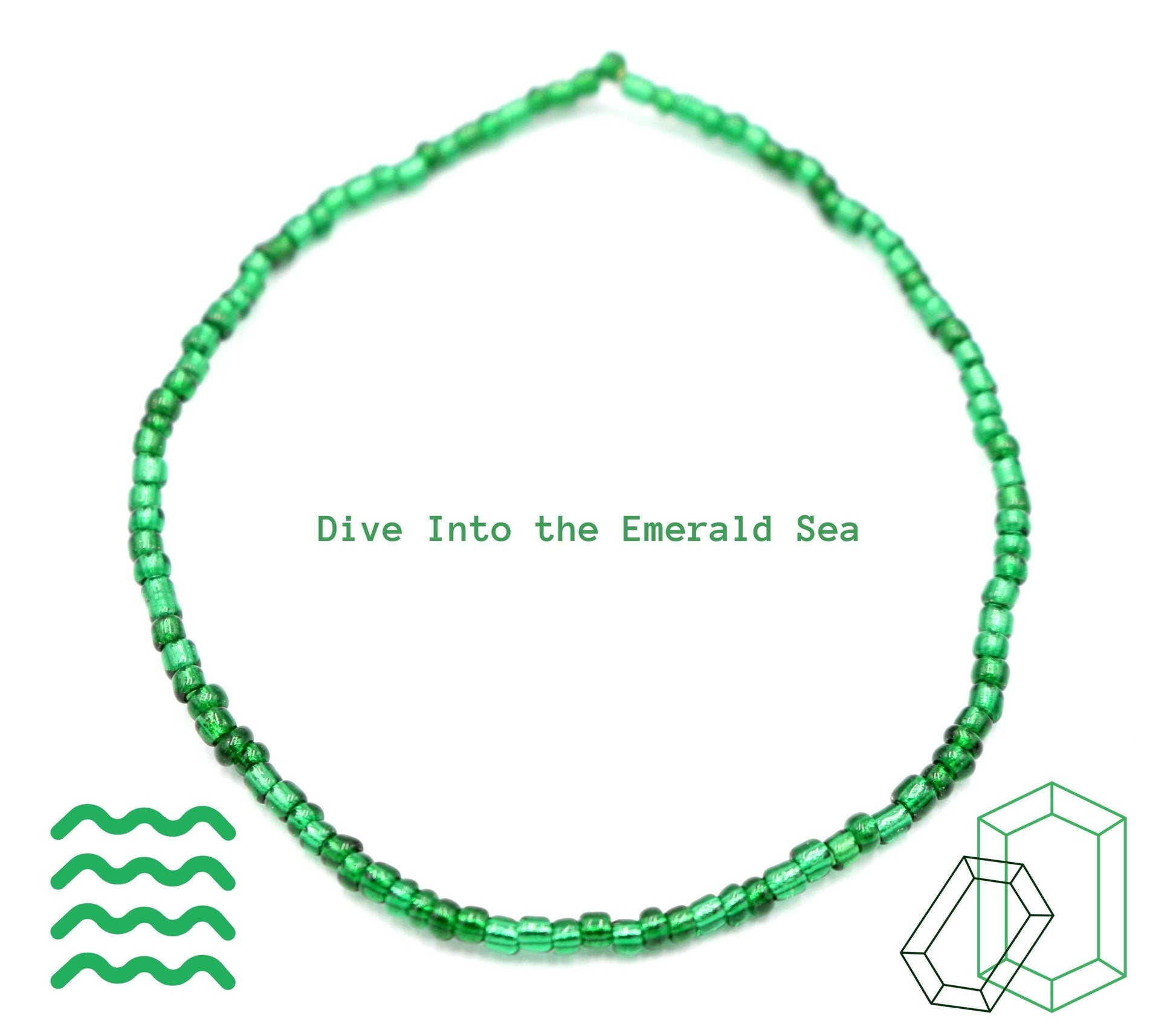 Dive Into the Emerald Sea Luck of the Irish Metallic Glass Inspired Emerald Green Stretch Bracelet - Monkeysmojo