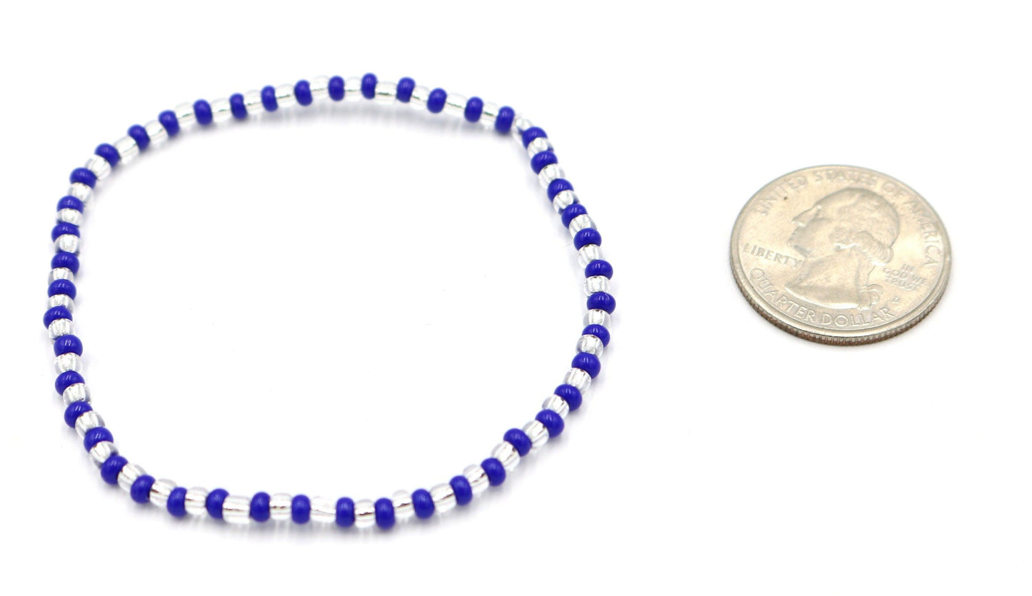 Calling All Cowboy Fans! NFL Mania is Here Show Your Team Spirit with This Fun Glass Seed Bead Stretch Blue & Silver Bracelet - Monkeysmojo