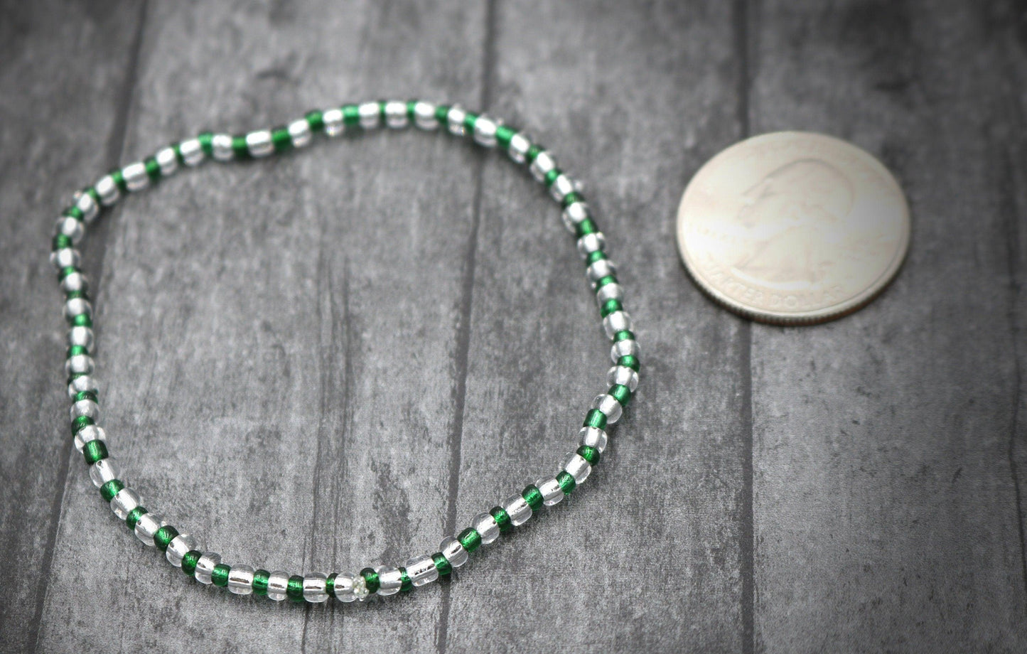 St. Paddy Saint Patrick's Silver and Irish I Was Irish Green 2022  Holiday Fun March Glass Bead Women's Stack Boho Bracelet - Free Shipping - Monkeysmojo